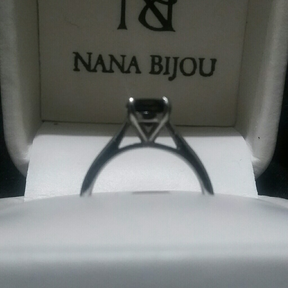 Sz 4.5 ~ 1 ct black diamond in titanium e-ring